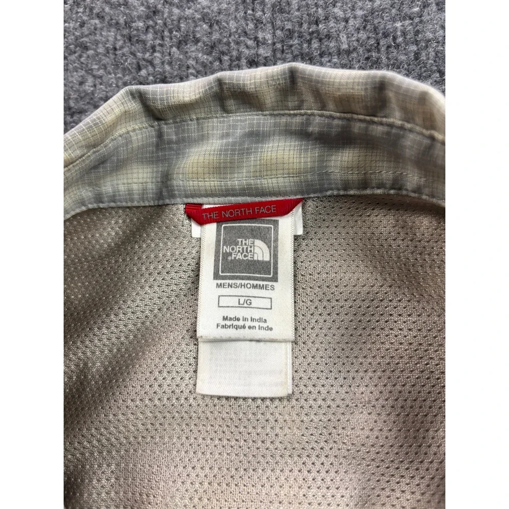 The North Face Plaid Button Up Shirt Mens Large Tan Short Sleeve Hiking